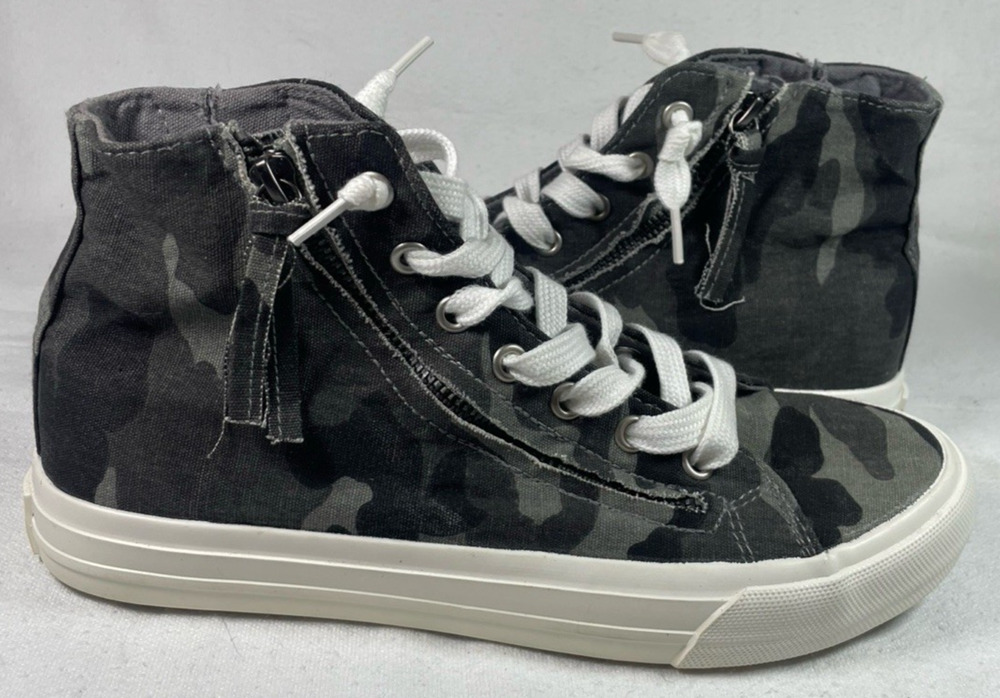 Very G Rossi Gray Camo High Top Side Zip Sneakers Women's 8